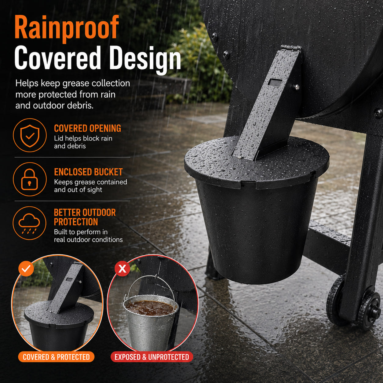 Secure-Mount Grease Bucket with Lid