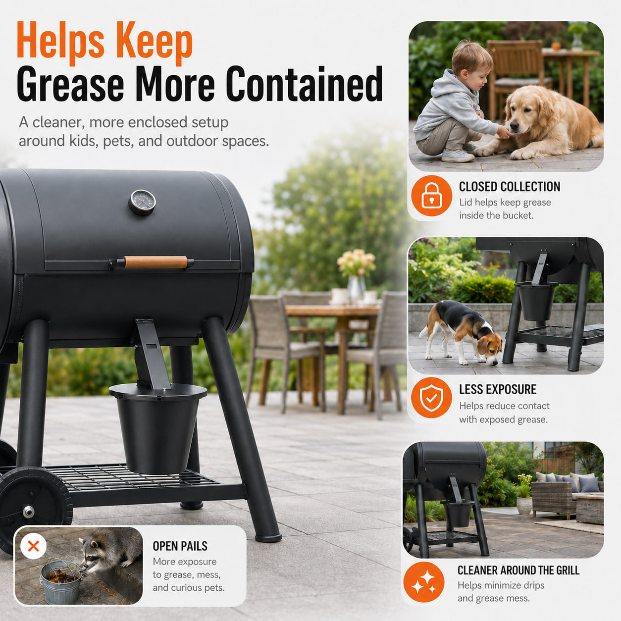 Secure-Mount Grease Bucket with Lid