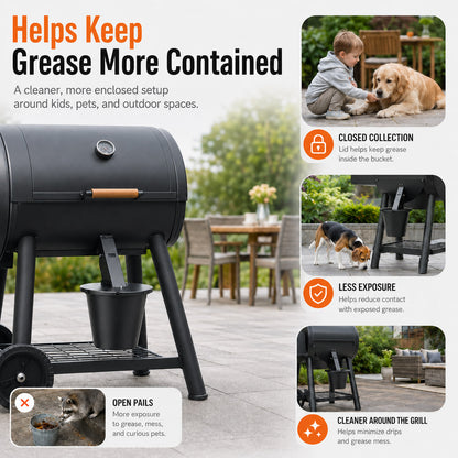 Secure-Mount Grease Bucket with Lid