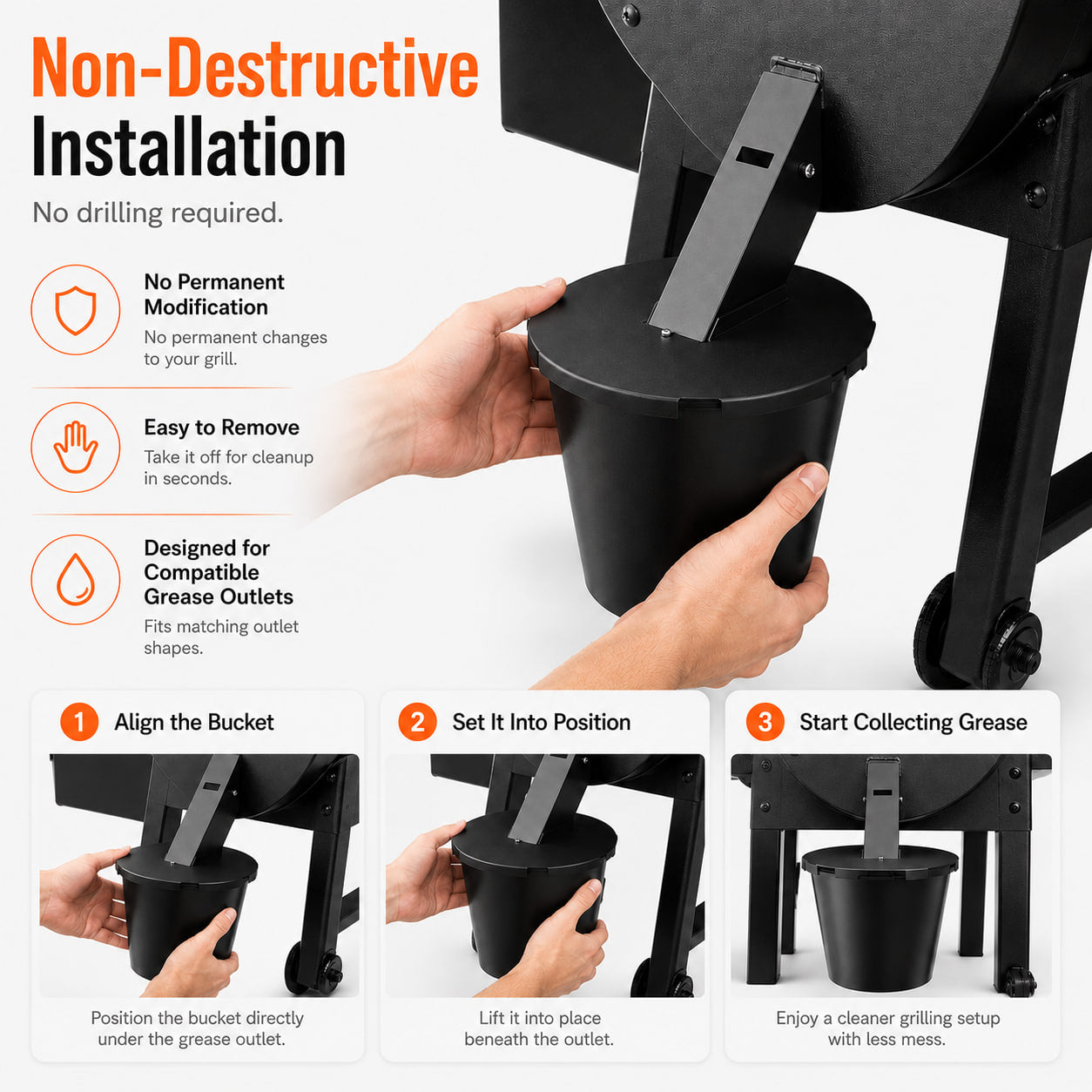 Secure-Mount Grease Bucket with Lid